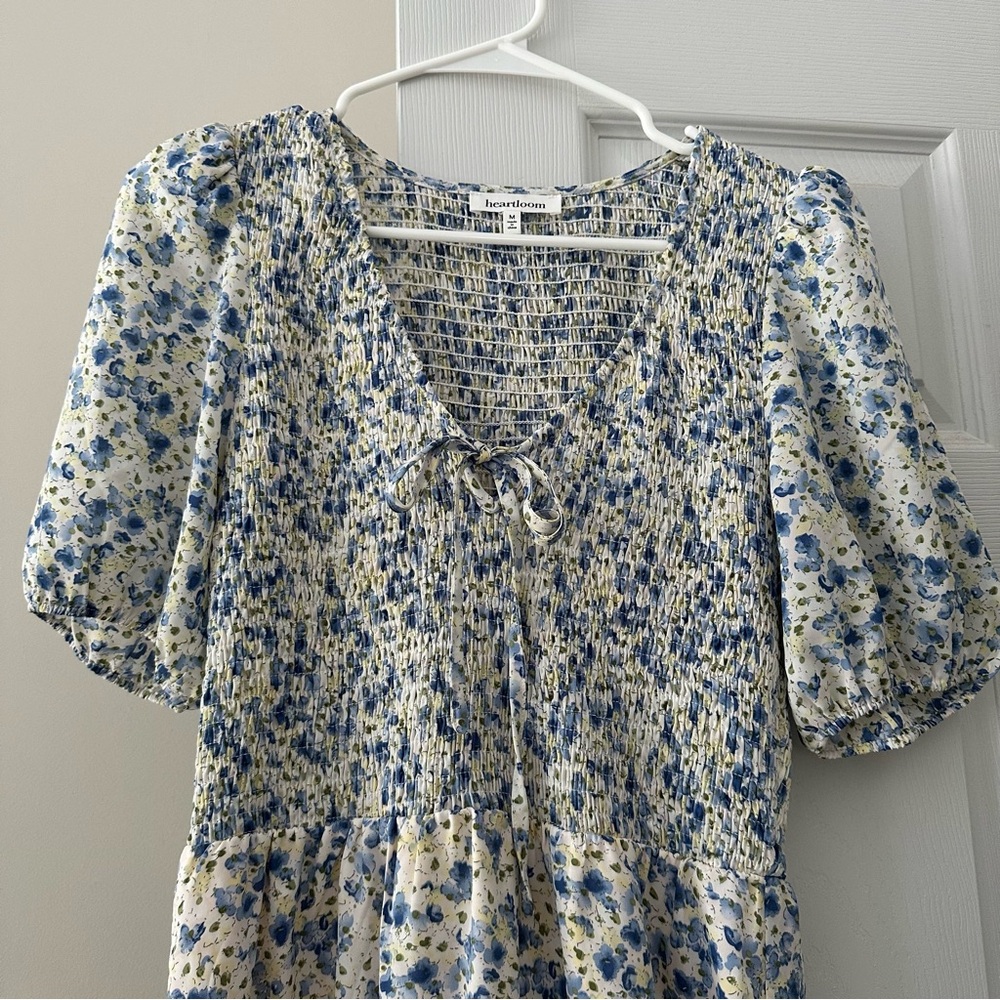 Heartloom Blue and White Floral Midi Dress